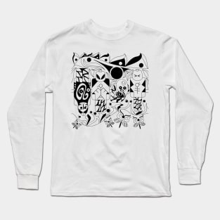 black alien pattern in soccer board ecopop Long Sleeve T-Shirt